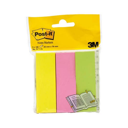 Post-it&#174; 671/3 jel&#246;lőlap 25x76mm 100lap 3t&#246;mb neon