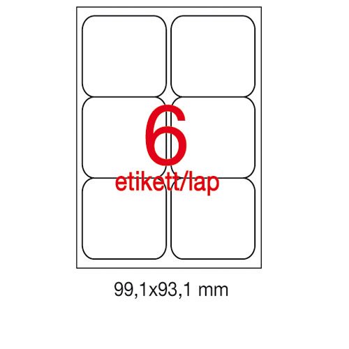 Etikett A2421 99,1x93,1mm 100&#237;v kerek&#237;tett sark&#250;