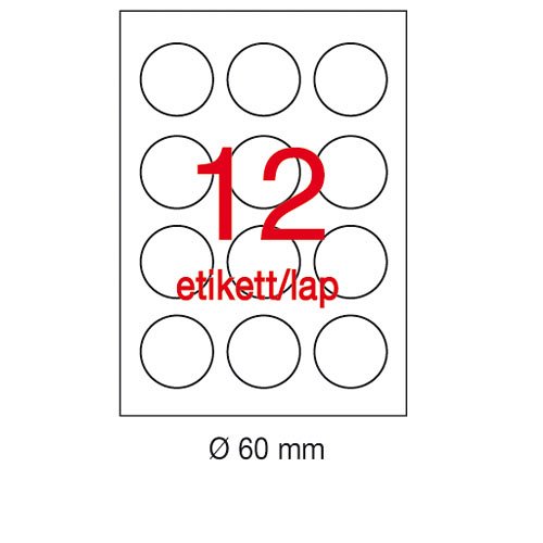 Etikett LCA1244 60mm &#225;tm&#233;rő 100&#237;v Apli