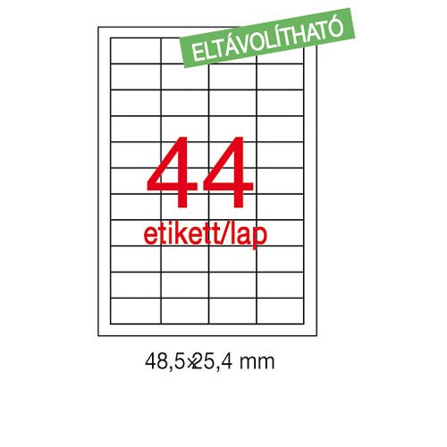 Etikett LCA03054 48,5 x 25,4 mm elt&#225;vol&#237;that&#243; 4400db/csomag