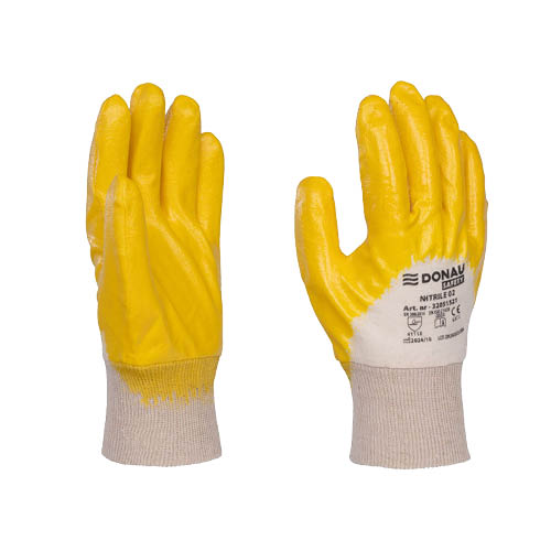 Kesztyű nitril-pamut 8-as m&#233;ret feh&#233;r/s&#225;rga