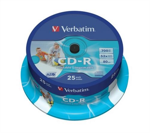 CD-R Verbatim 700MB 52x nyomtathat&#243; matt 25db/henger 43439