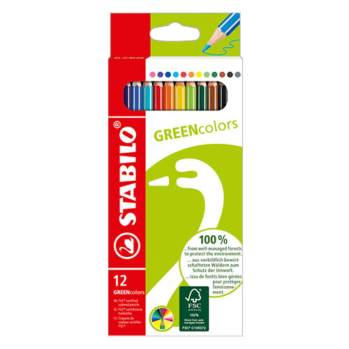 Sz&#237;nes ceruza k&#233;szlet 12 db-os STABILO GREENcolors