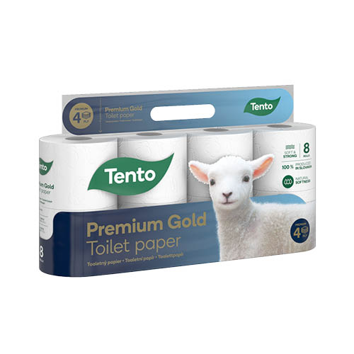 Toalettpap&#237;r TENTO Pr&#233;mium Gold 8 tekercses 4 r&#233;tegű