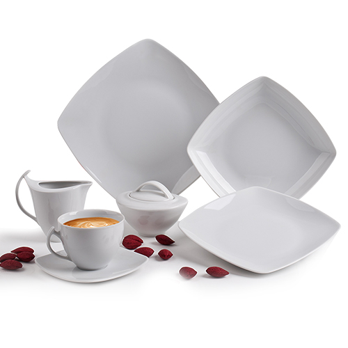 Cukortart&#243; fedővel 30cl Rotberg Porcelain&#174; Quadrat, n&#233;gysz&#246;gletes feh&#233;r porcel&#225;n