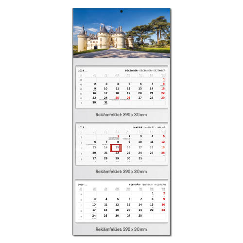 K&#233;pes speditőrnapt&#225;r T083 3 t&#246;mb&#246;s 3 havi tűz&#246;tt Kast&#233;ly