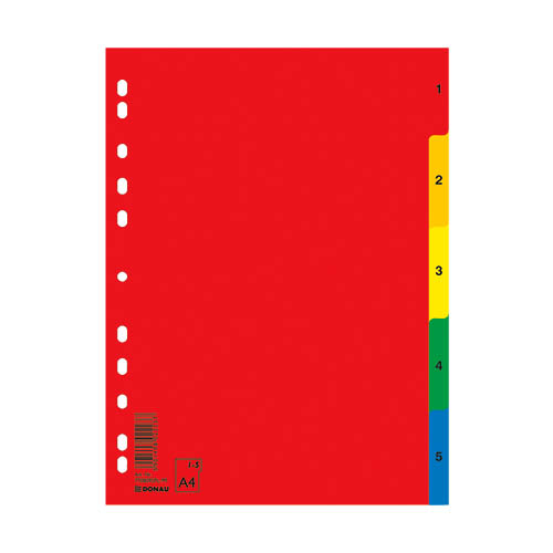 Elv&#225;laszt&#243;lap A4, regiszteres, sz&#225;mjel&#246;l&#233;ssel 1-5, műanyag DONAU